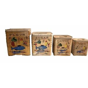 Nasco Japan Vintage Wooden Set Of Nesting Canisters W/Lids. Read!